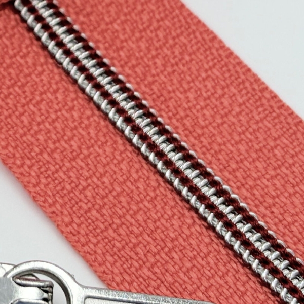 Feiner Reißverschluss Apricot Silber Dunkelrot
